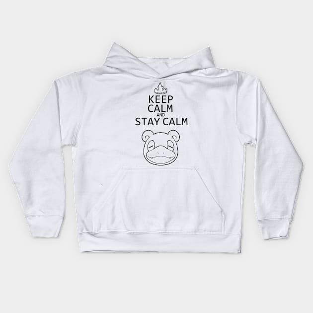 Keep calm and stay clam (black) Kids Hoodie by Suika-X